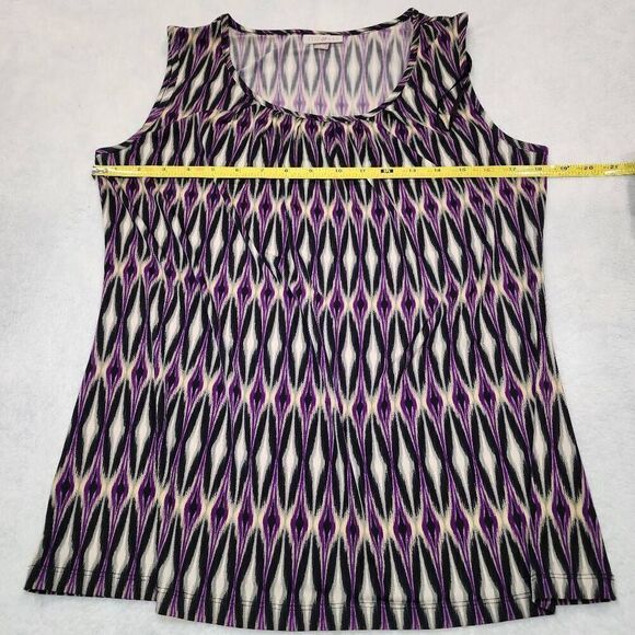 Roz & Ali Purple Geometric Print Sleeveless Top Size S - Picture 3 of 9